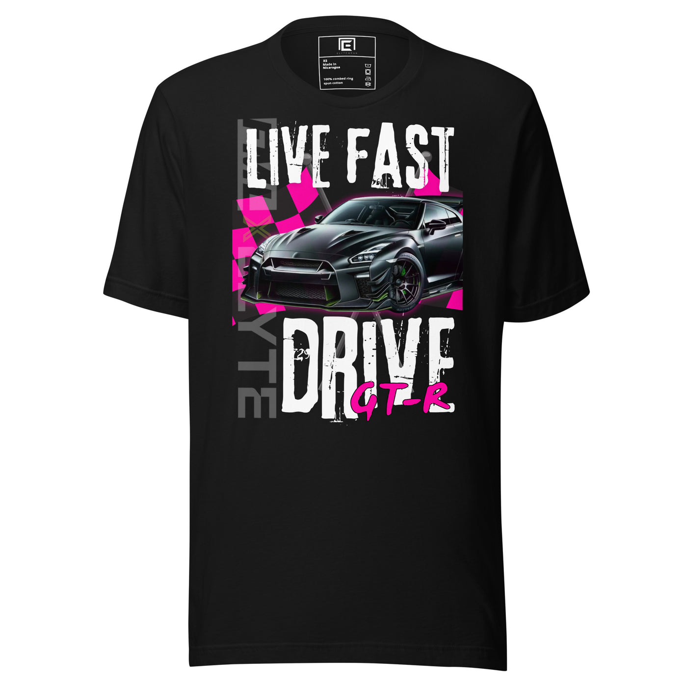 Live Fast, Drive GT-R Graphic Tee- Pink