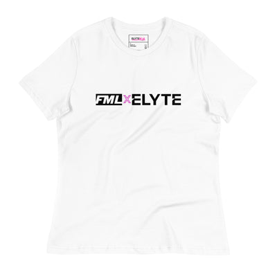 FML X ELYTE WOMEN'S White Relaxed TEE with Pink Accent